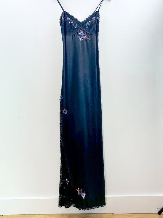 Betsey Johnson Evening Dresses & Skirts - Vintage Betsey Johnson Evening Black Silk Lace-Up Back Gown, Size 4, Y2K